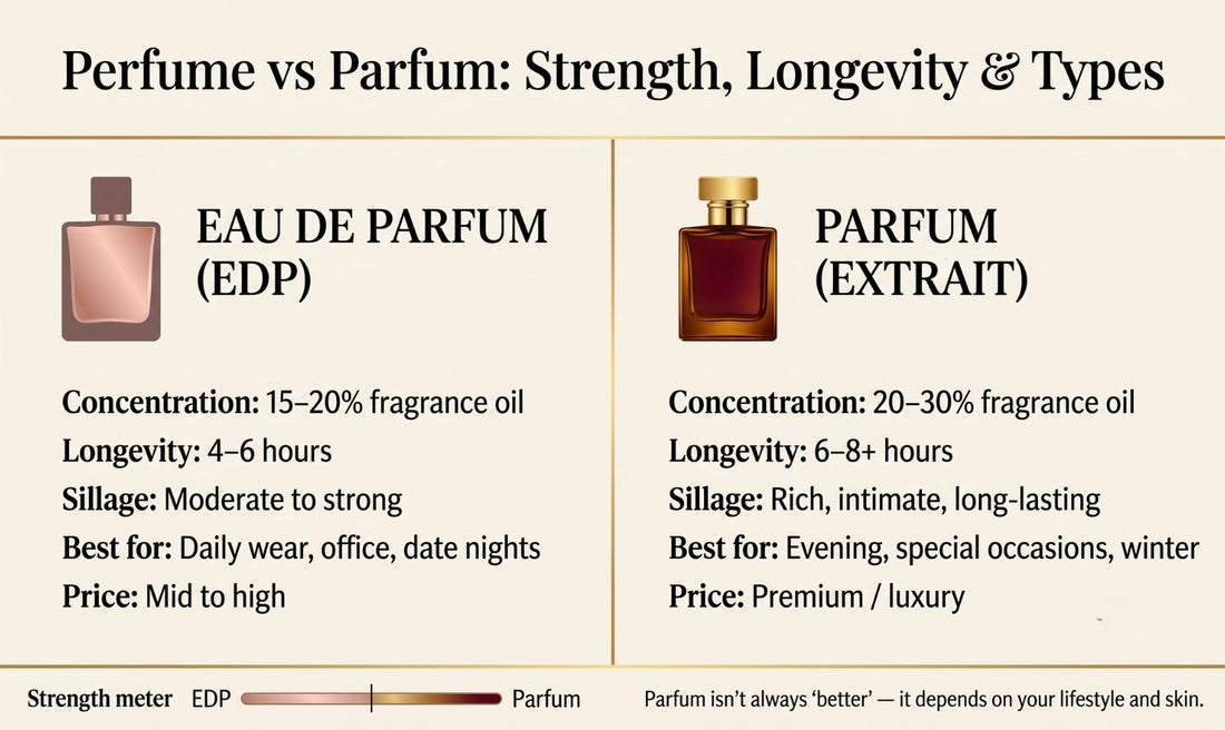 Perfume vs Parfum: Strength, Longevity, and Types
